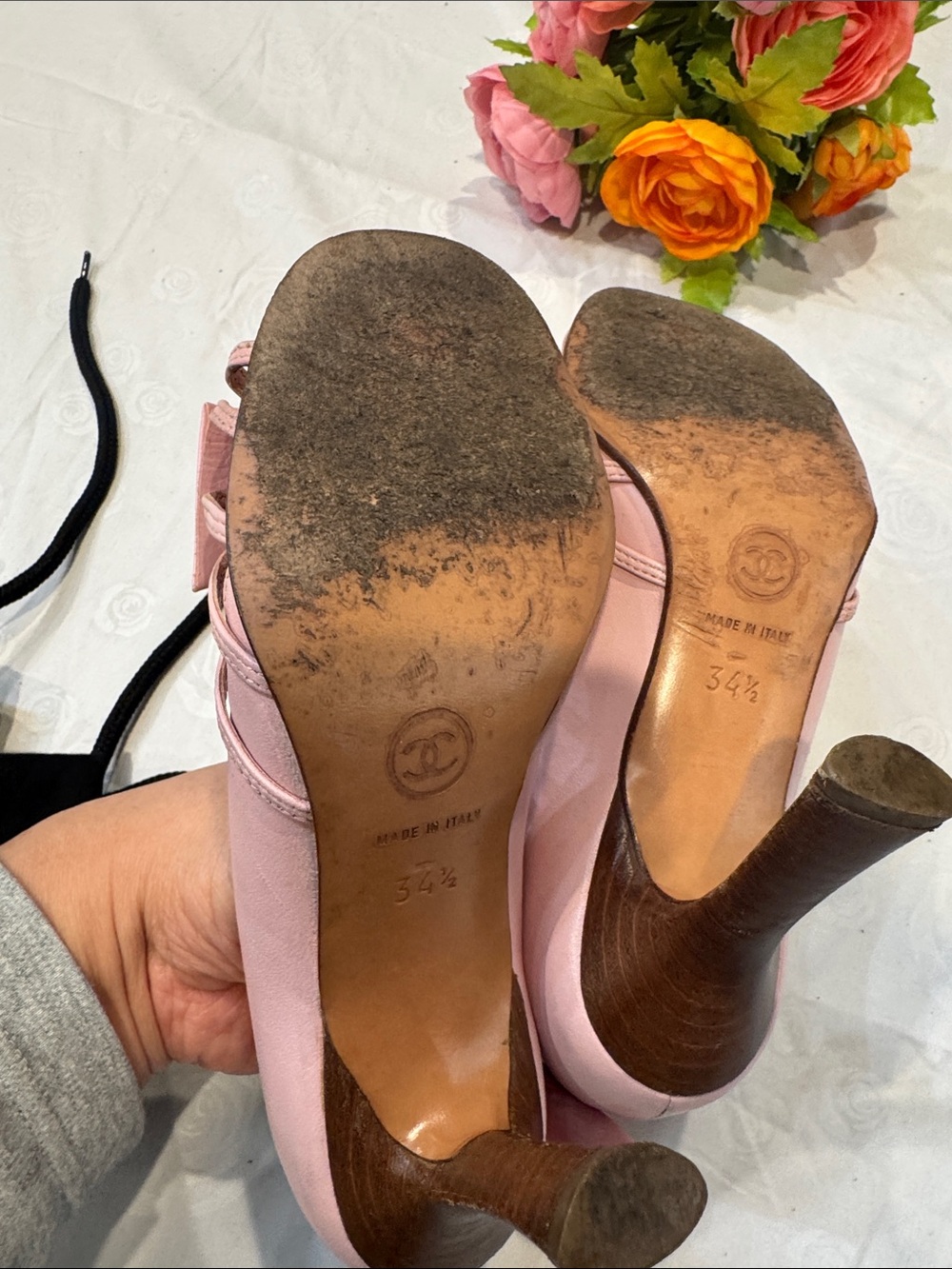 Authentic CHANEL Pink Bow Peep-Toe Heels - Picture 13 of 14